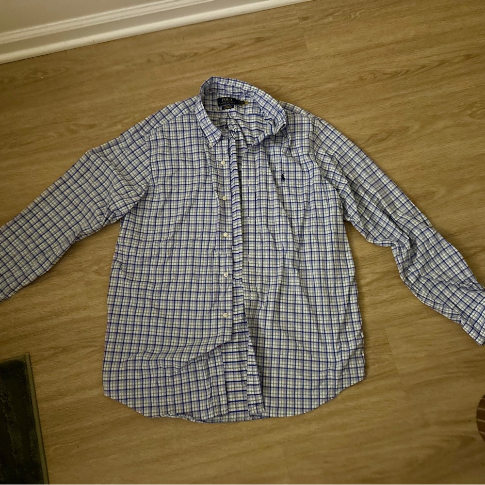 Polo Ralph Lauren Blue and White Plaid Shirt